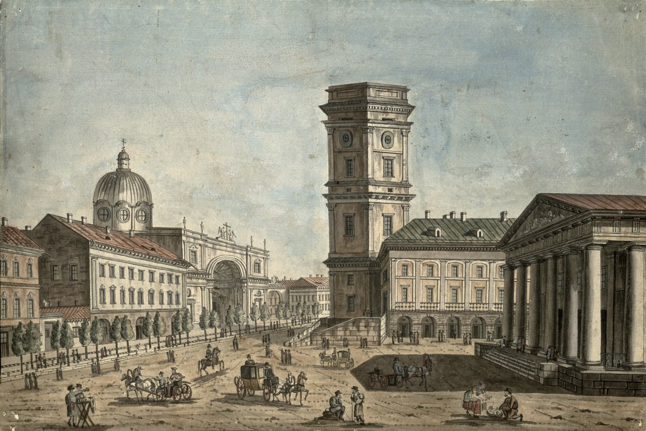 Udsigt over Nevsky Prospekt, St. Petersborg, 1810 af Fedor Aleksandrovich Vasiliev