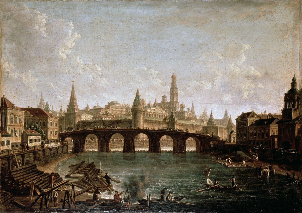 Udsigt over Kreml og Kamenny-broen i Moskva, 1810
