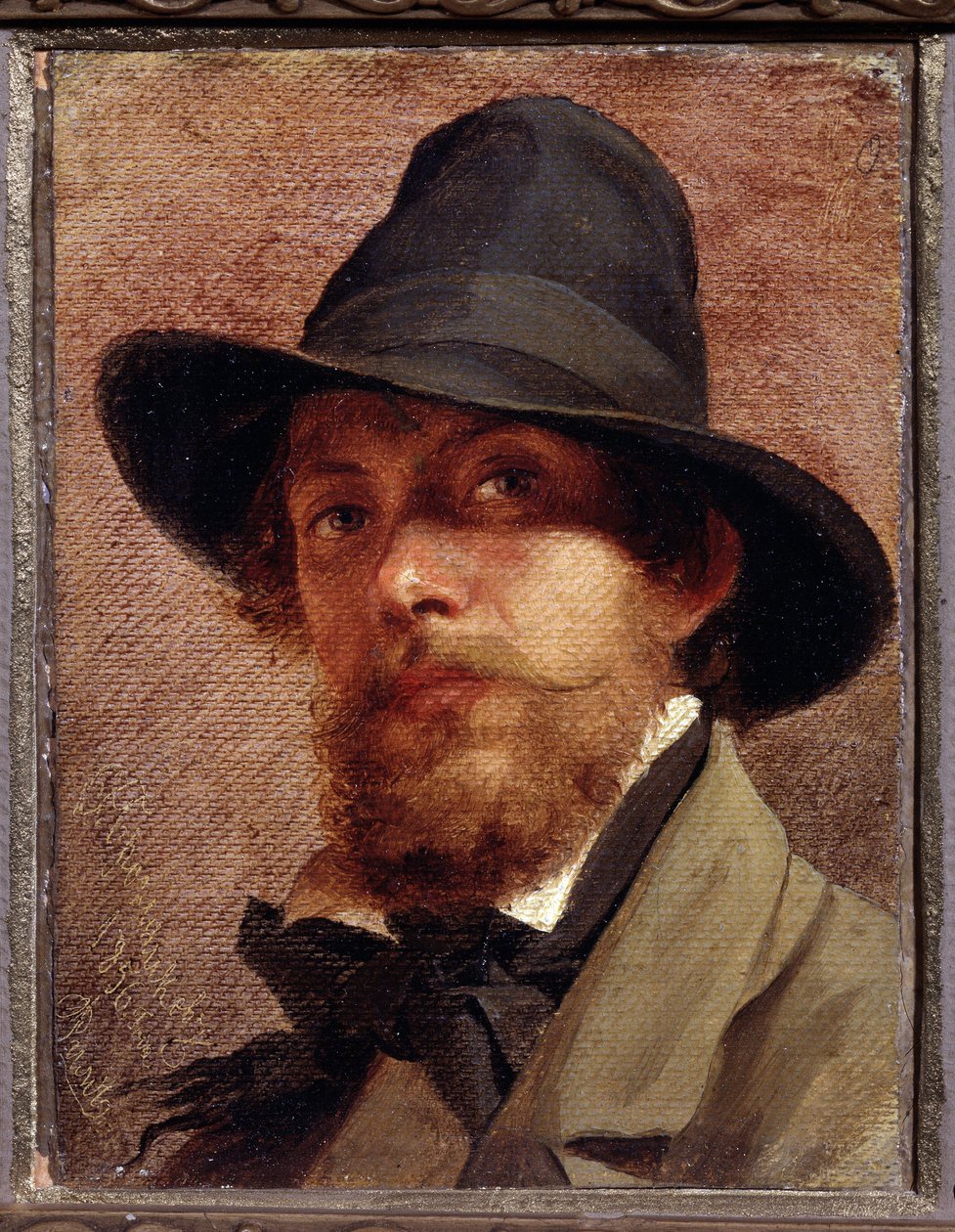 ""Selvportræt"" Maleri af Feodor Andreyevich Bronnikov (1827-1902) 1856 State V. Tropinin-Museum, Moskva af Fedor Andreevich Bronnikov