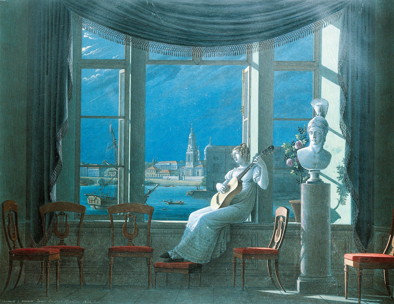 Ved vinduet på en måneskin nat, af Fjodor Tolstoj af Fedor Petrovich Tolstoy