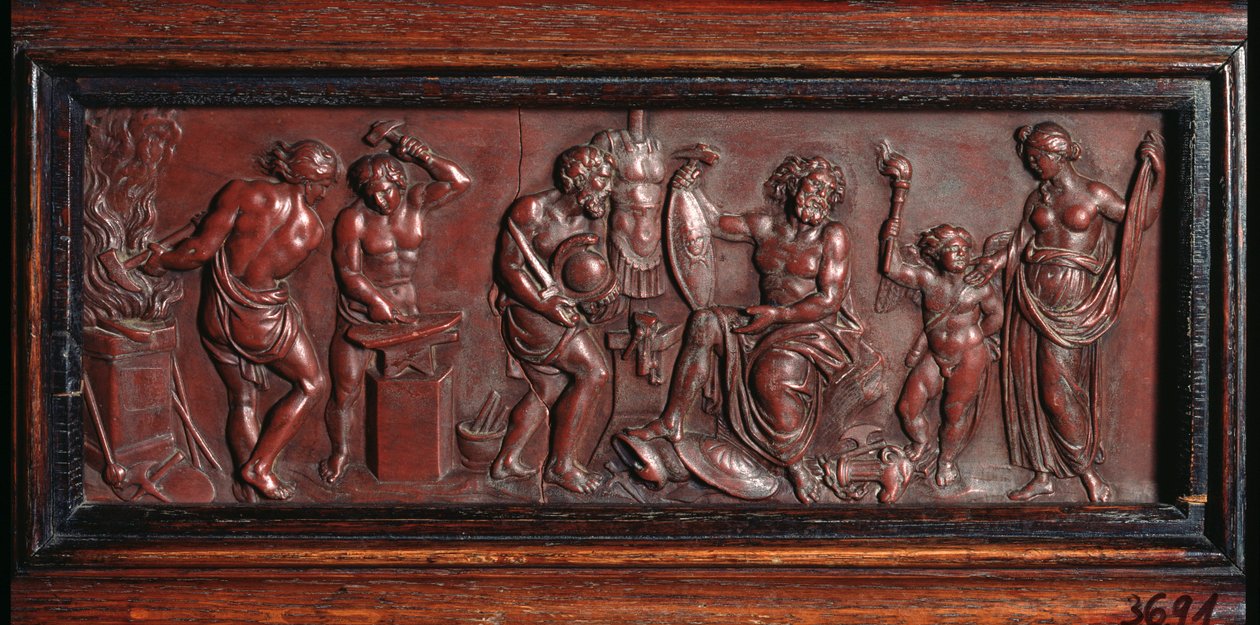 La forge de Vulcan (Vulcans smedje) - Værk af Fjodor Petrovich Tolstoj (1783-1873), basrelief - russisk kunst af Fedor Petrovich Tolstoy