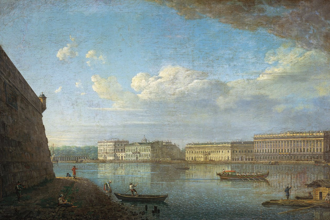 Palace Embankment set fra Peter og Paul-fæstningen, 1794 af Fedor Yakovlevich Alekseev