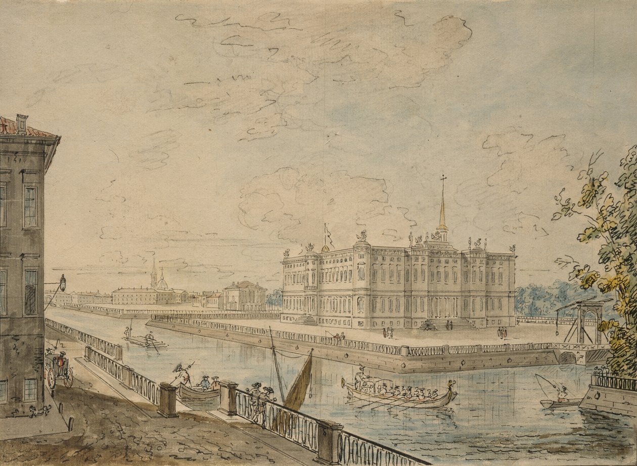 Udsigt over Michael Palace i Sankt Petersborg, 1799-1800 af Fedor Yakovlevich Alekseev