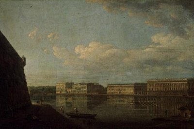 Udsigt over paladsdæmningen fra St. Peters og St. Pauls fæstning, 1794 af Fedor Yakovlevich Alekseev