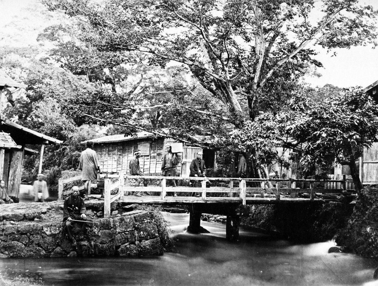 Bro ved indgangen til byen Omia, ca. 1860