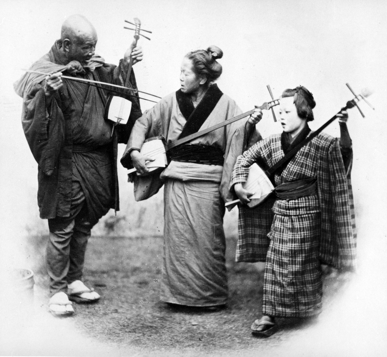 Japanske musikere, ca.1860