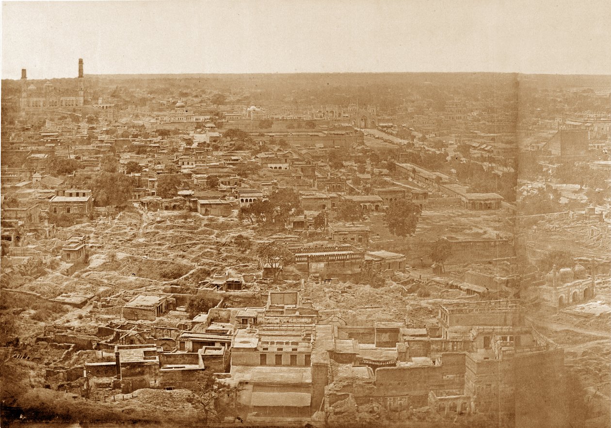 Panorama over MachiBoran, Lucknow af Felice Beato