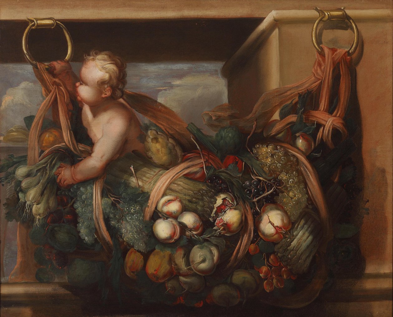 Putto med en frugtfestoon af Felice Fortunato Biggi
