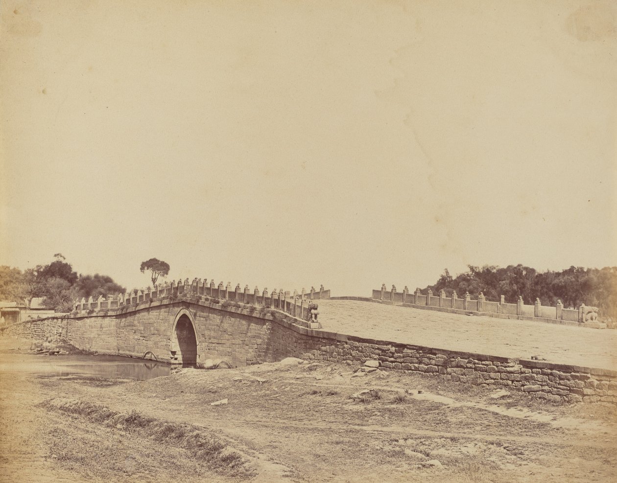 Palichians bro nær Pekin, scenen for kampen med kejserlige kinesiske tropper, 21. september 1860 af Felice Beato