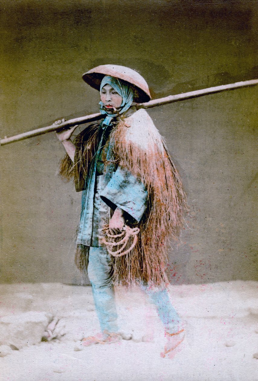 Coolie i vinterkjole, Japan, 1882 af Felice Beato