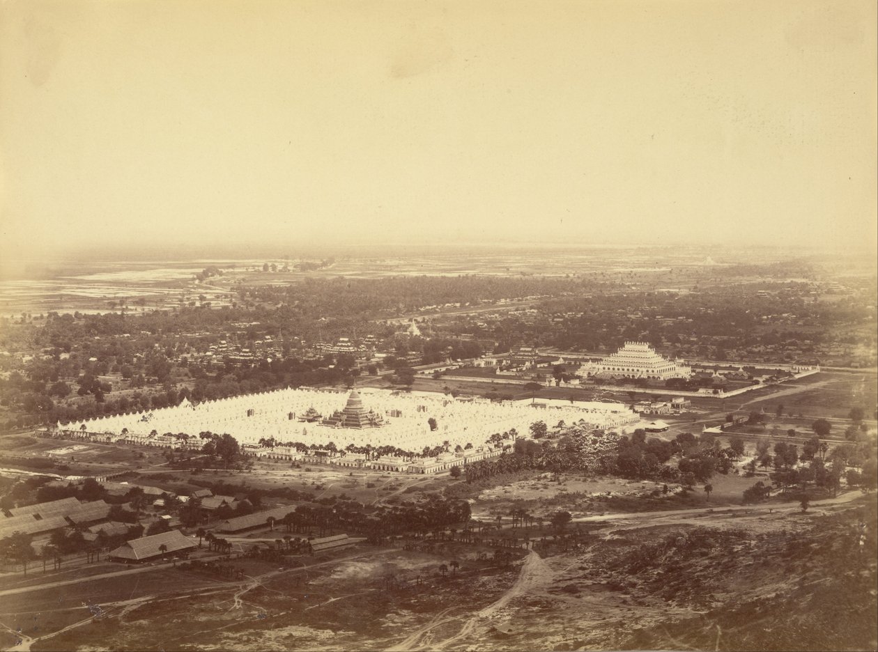 Generelt billede af Mandalay fra Mandalay Hill Viser de 450 pagoder og ...