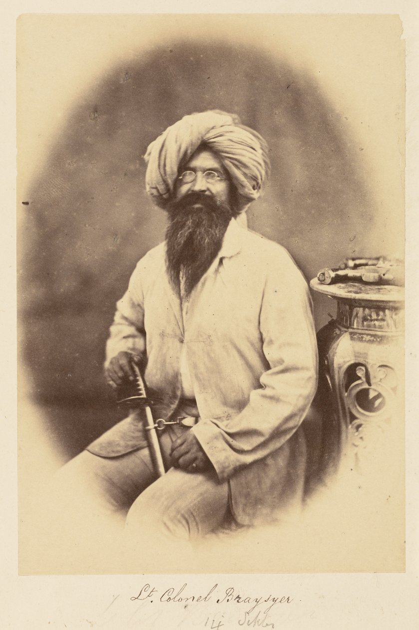 Oberstløjtnant Braysyer. [14. Sikhs af Felice Beato