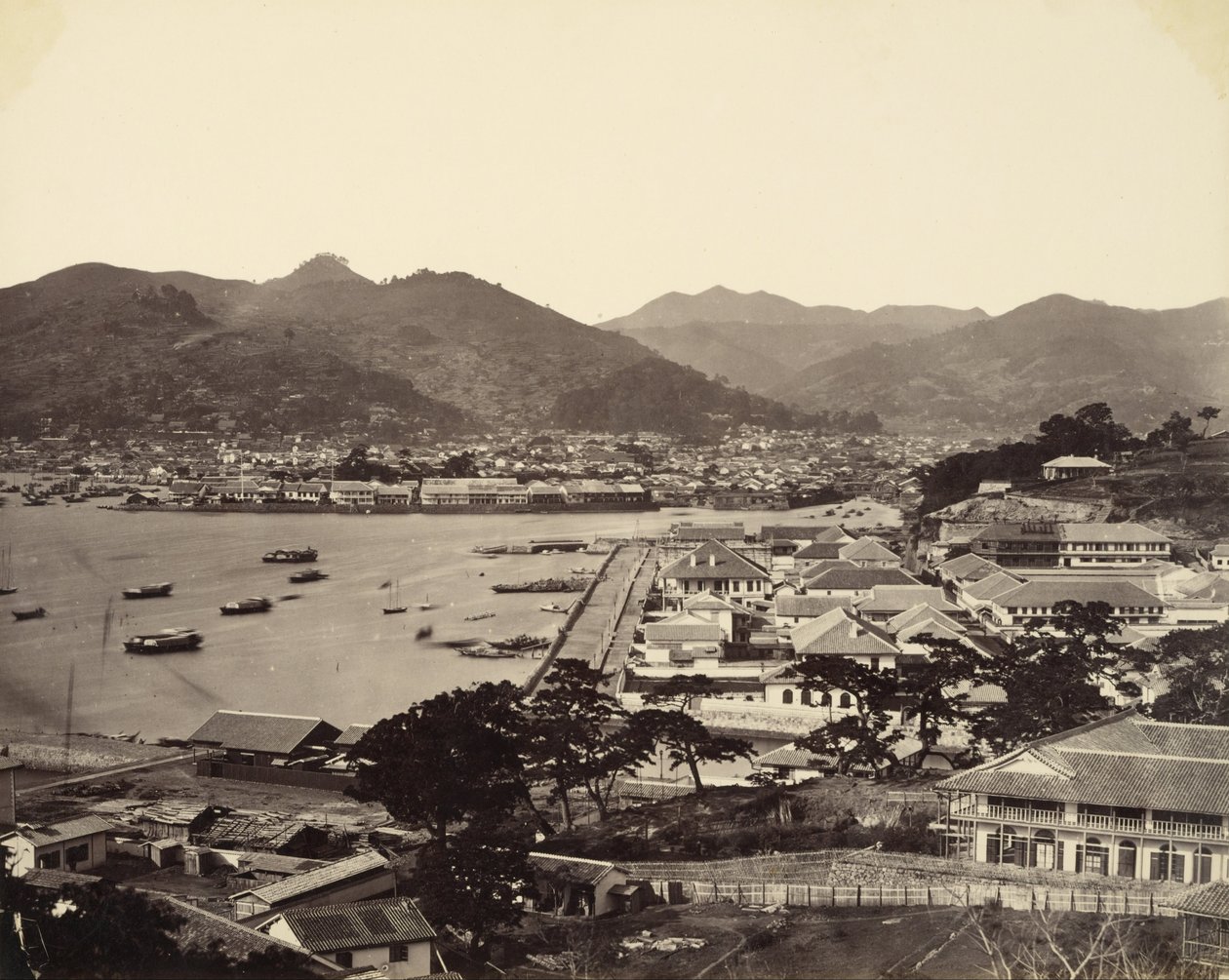 Delvis panoramaudsigt over Nagasaki af Felice Beato