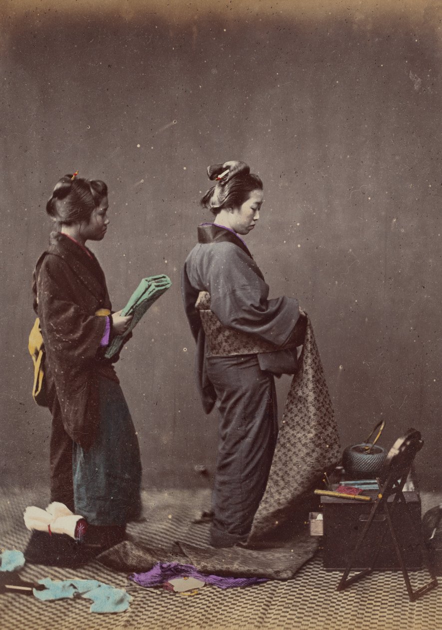 Sætter på Obi eller bælte, 1868. af Felice Beato