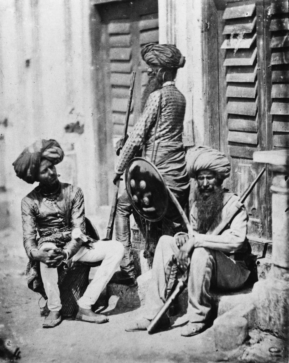 Sikh-officerer under det indiske oprør, 1858 af Felice Beato