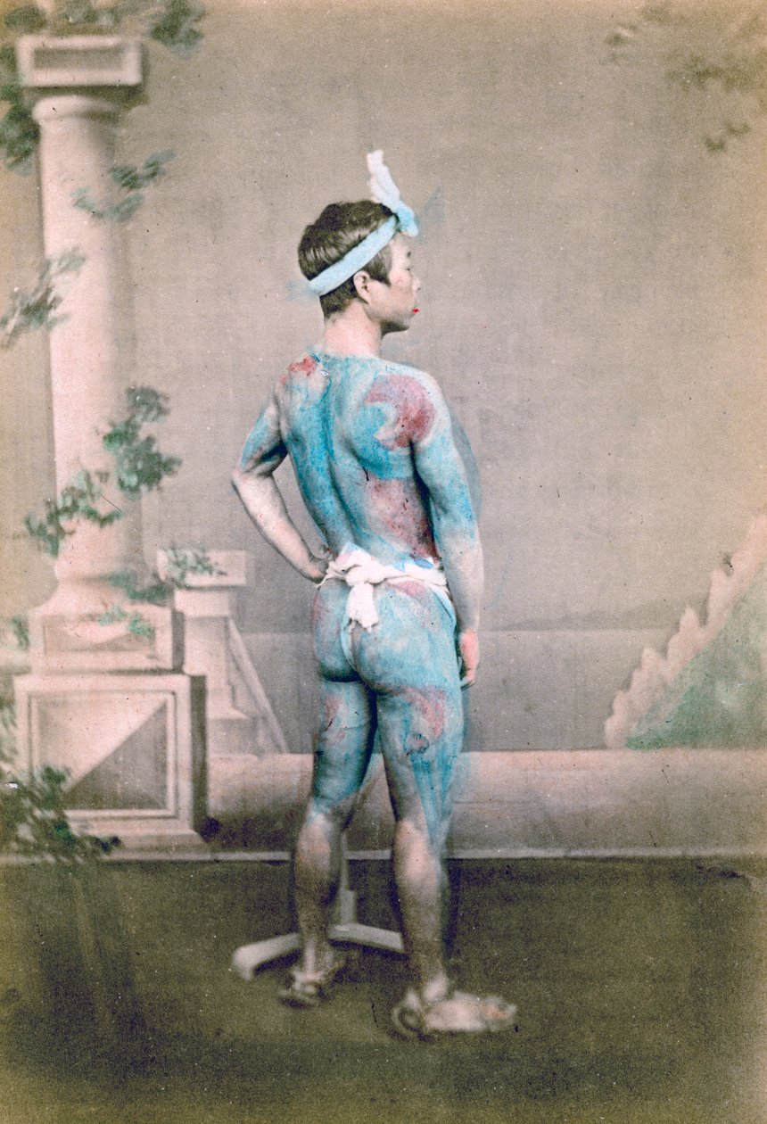 Tatoveret japansk brudgom betto, Japan, 1882 af Felice Beato