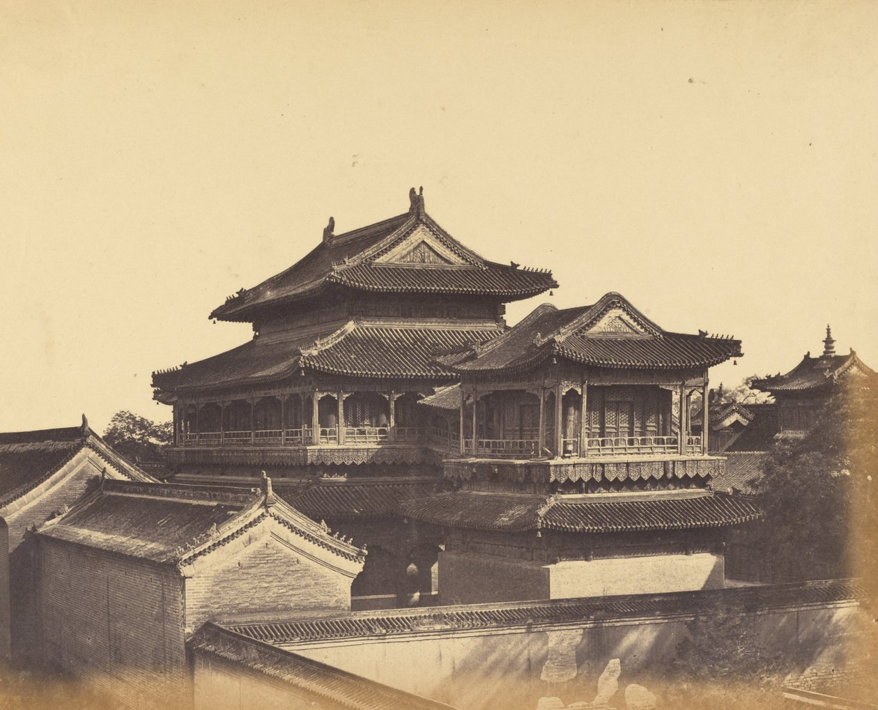 Konfucius -templet, Pekin, oktober 1860 af Felice Beato