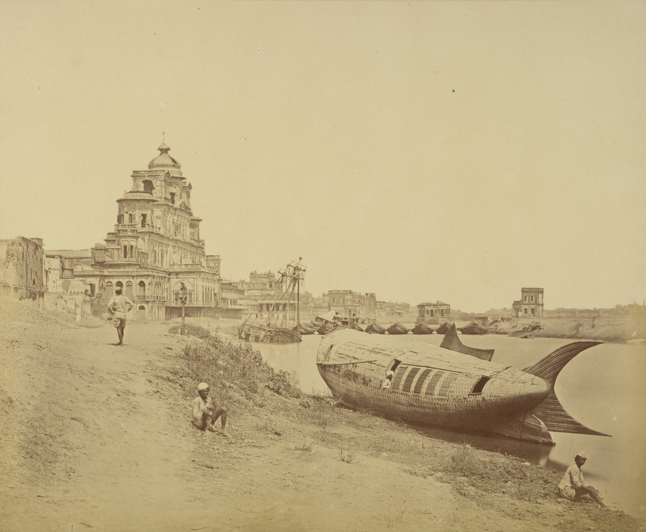 Chattar Manzil -paladset og Royal Boat of Oude af Felice Beato