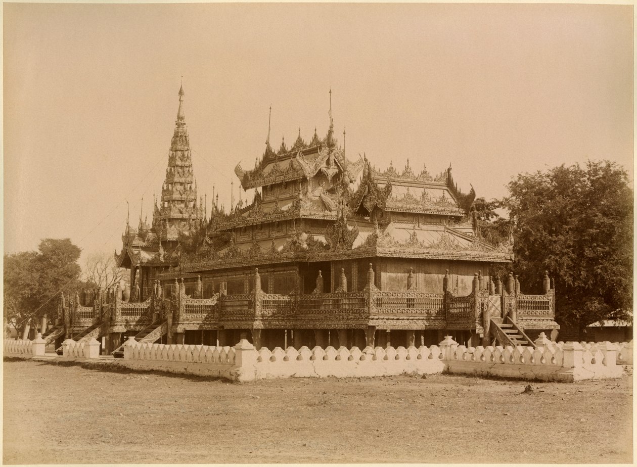 Nan-U Human-Se, Shwe-Kyaung i Mandalay-paladset, Burma, slutningen af det 19. århundrede (albumin-tryk) af Felice Beato