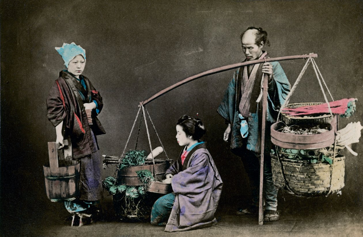 Grøntsagskræmmer, Japan, 1882 af Felice Beato