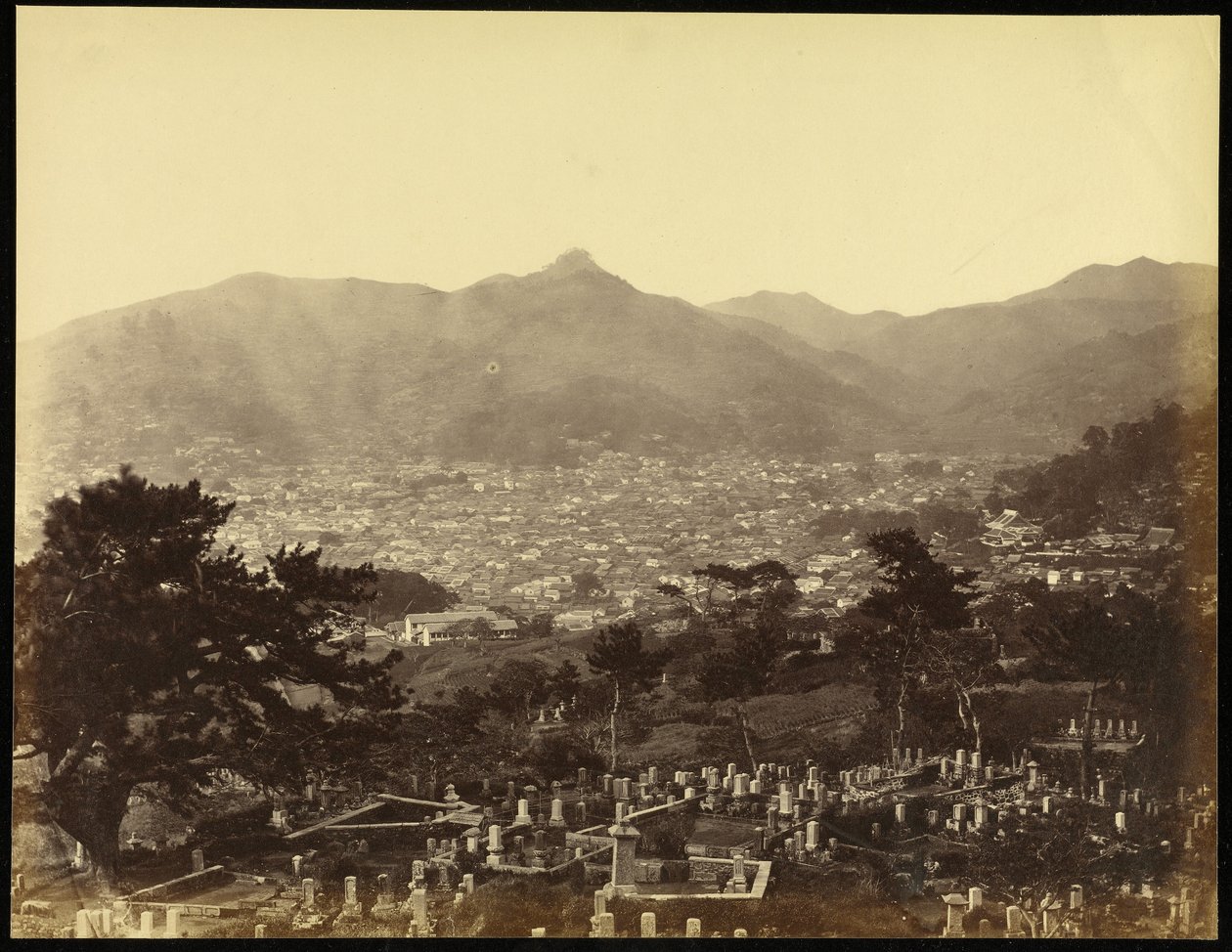 Udsigt over Nagasaki fra Battery Hill af Felice Beato