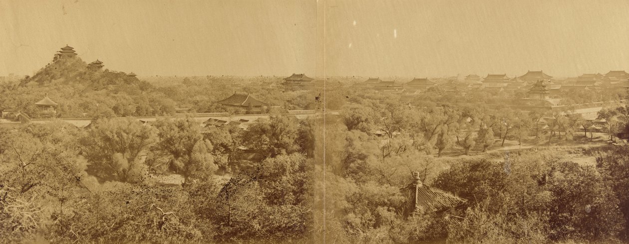 Udsigt over det kejserlige vinterpalads, Pekin, der viser den kunstige mølle, 29. oktober 1860 af Felice Beato