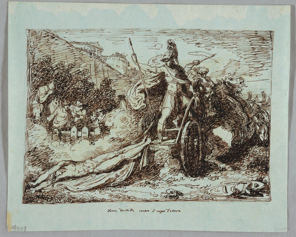 Achilles trækker i kroppen af Hector af Felice Giani