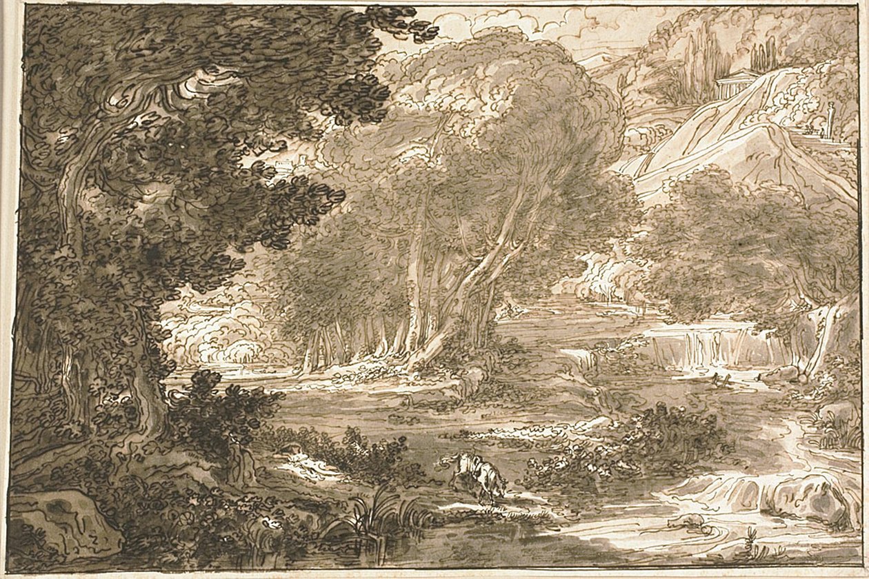Angelica hviler under et træ, fra Orlando Furioso af Felice Giani