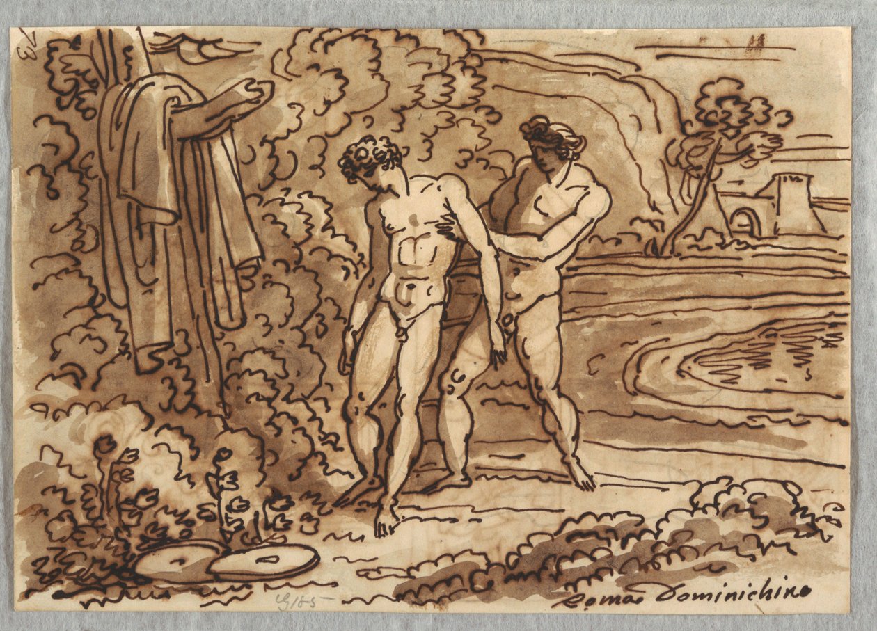 Apollo og Hyacint efter Domenichino af Felice Giani