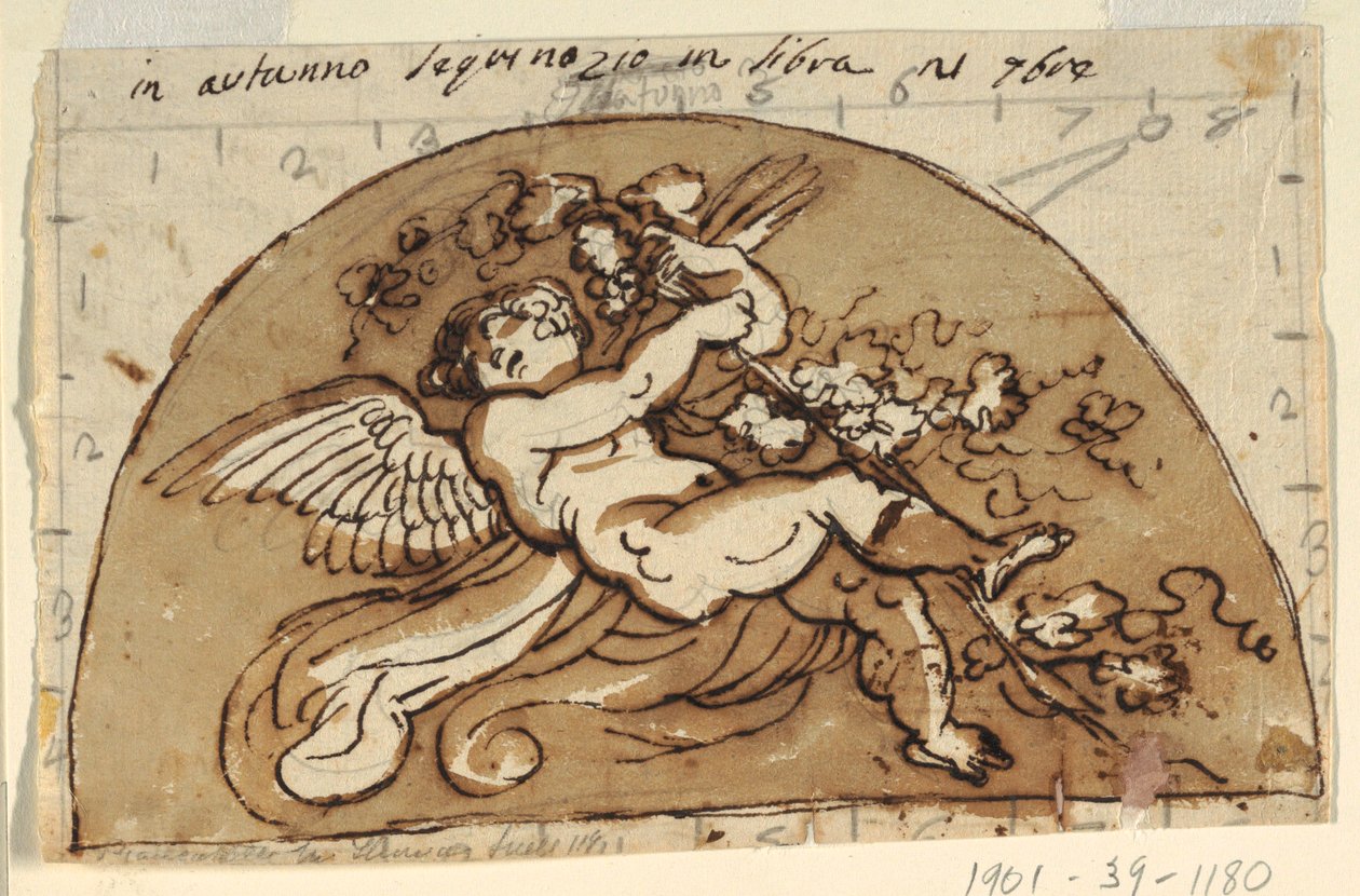 Efterår, Lunette til loftet i det ottekantede rum, Palazzo Milzetti, Faenza af Felice Giani