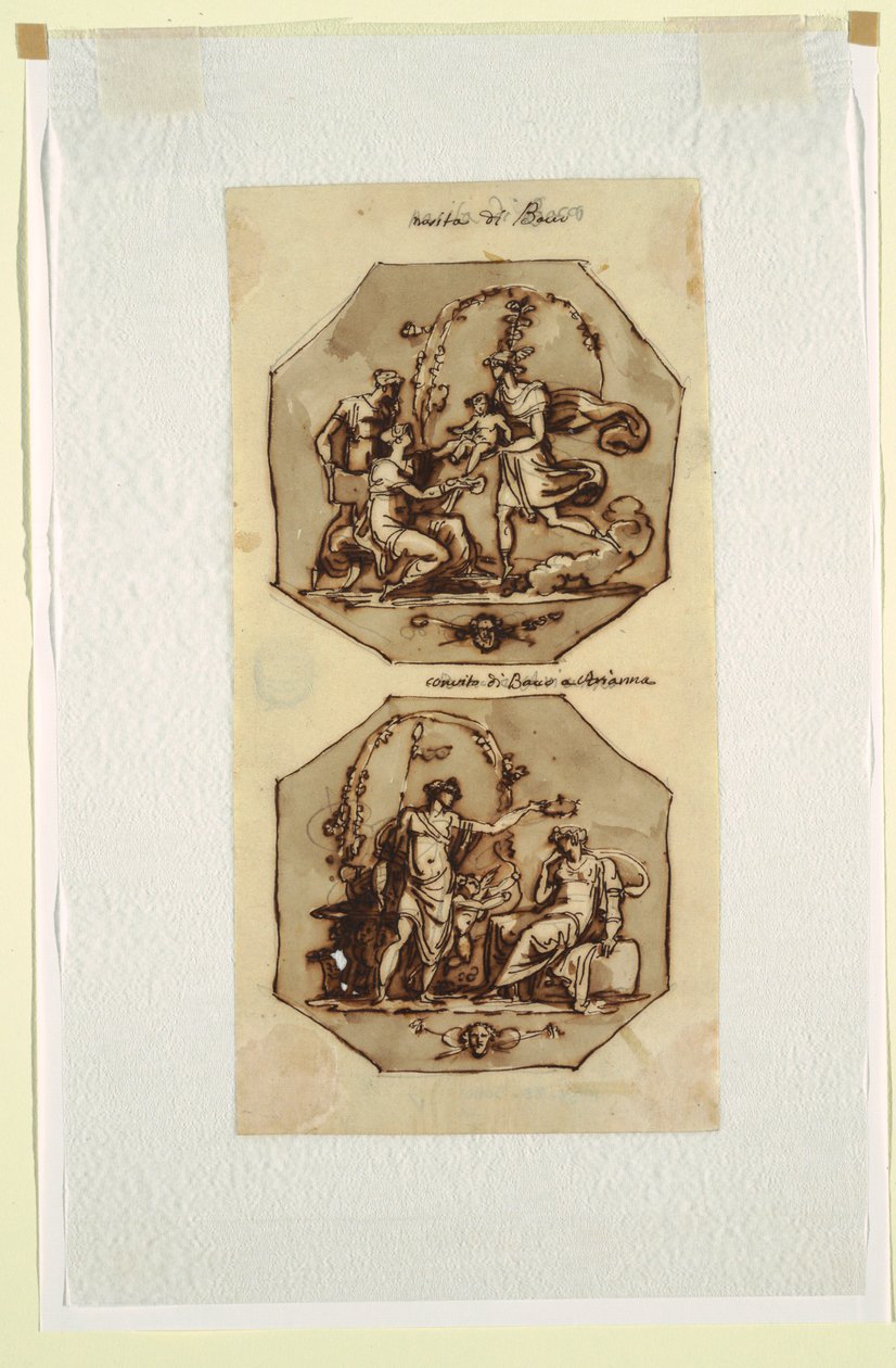 Fødsel af Bacchus; Banket af Bacchus og Ariadne af Felice Giani