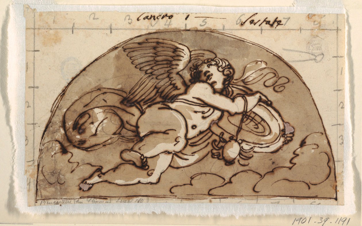 Cancer, Lunette for Ceiling, Octagonal Room, Palazzo Milzetti, Faenza af Felice Giani