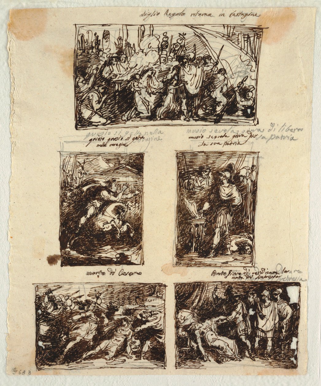 Design til forskellige dekorationer, herunder Coriolanus ved Roms mure af Felice Giani