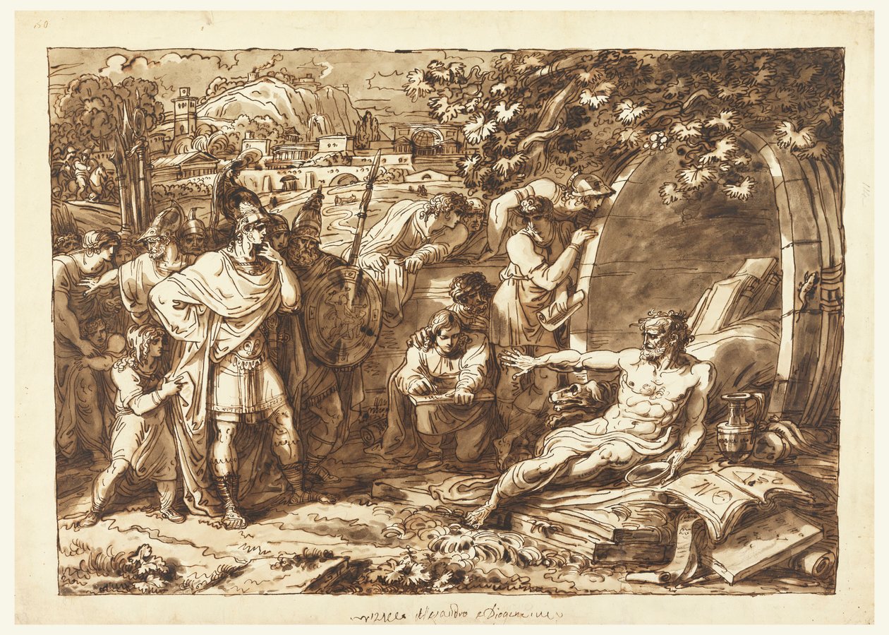 Tegning, Alexander den Store og Diogenes af Felice Giani