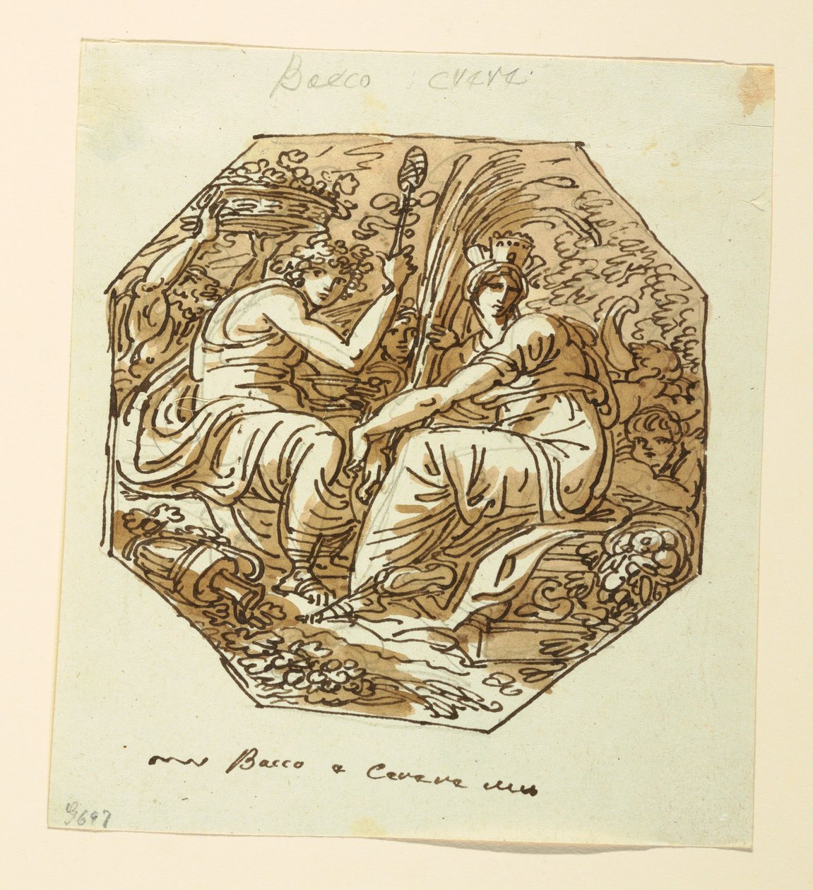Tegning, Bacchus og Ceres af Felice Giani