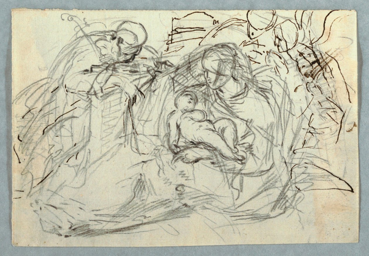 Tegning, Den hellige familie, 1800-1825 af Felice Giani