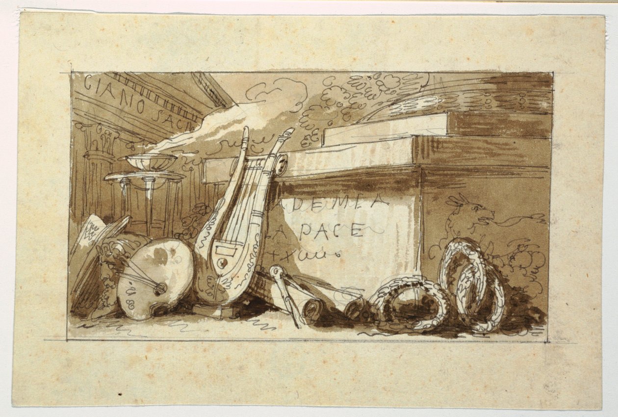 Tegning, Monument til et Accademia della Pace, 1810-20 af Felice Giani