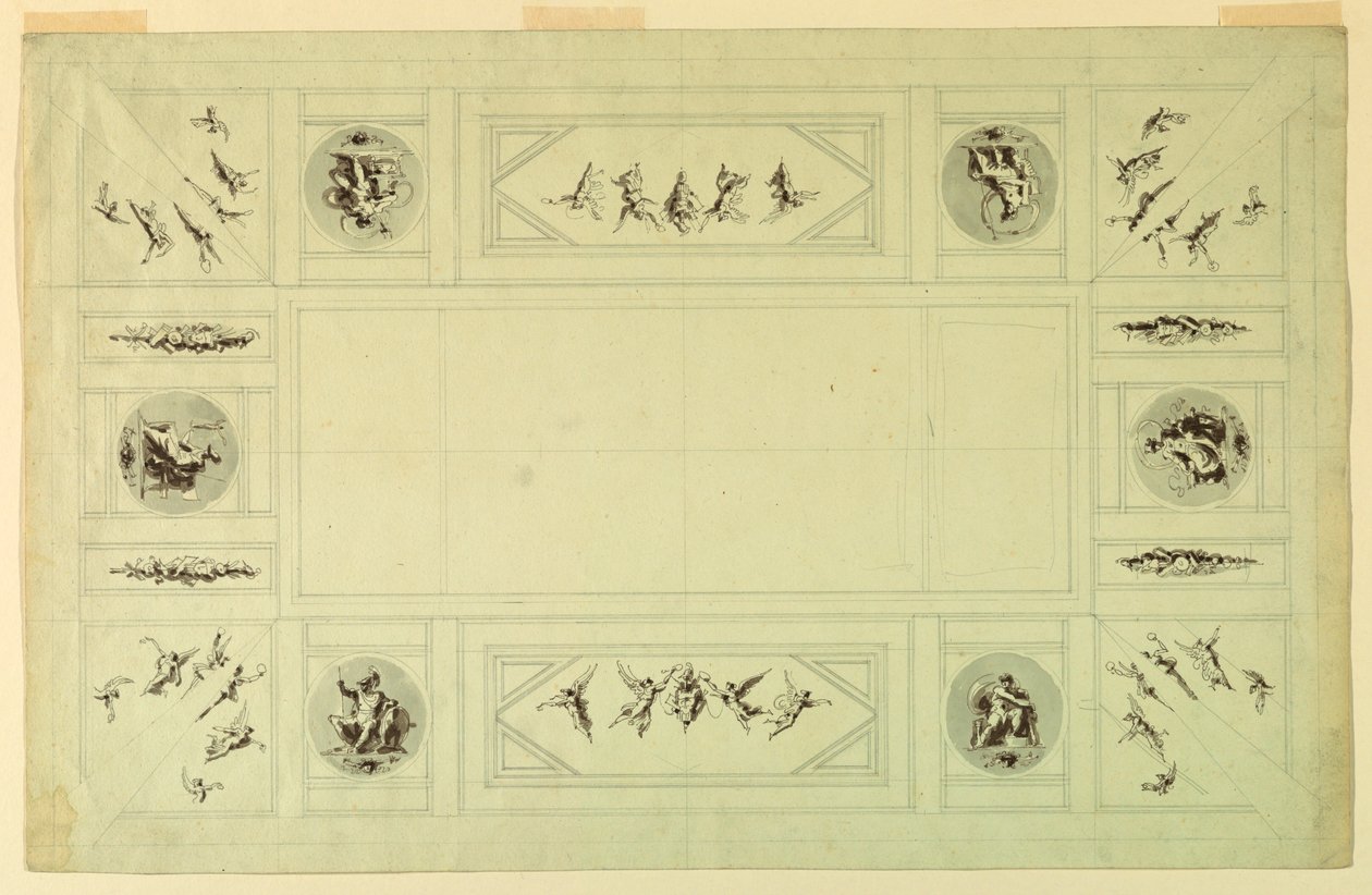 Tegning, Palazzo Quirinale, Rom;, 1812 af Felice Giani