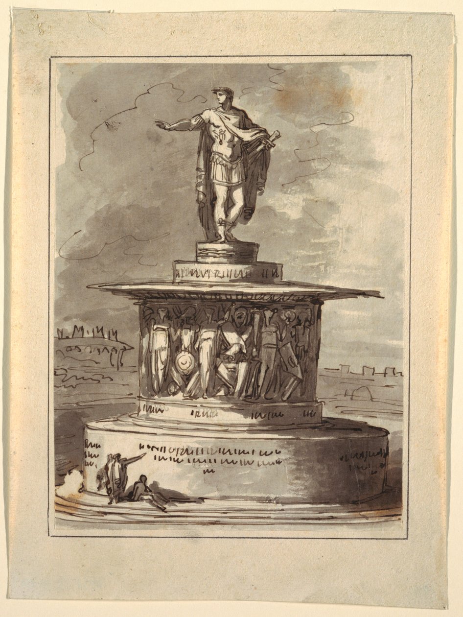 Tegning, Projekt til et monument til Foro Bonaparte, Milano, 1800, 1810-20 af Felice Giani