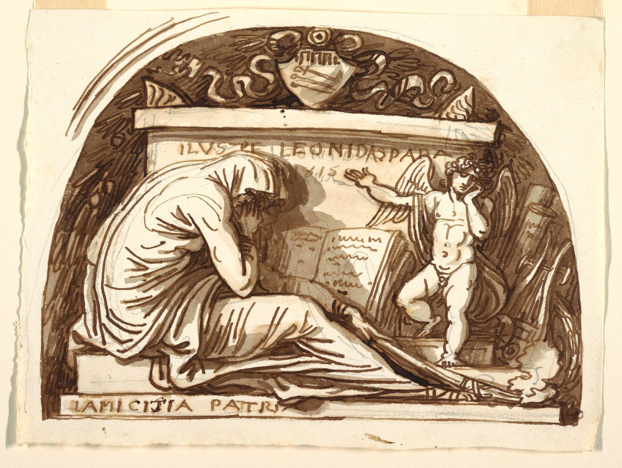 Tegning, gravmonument for Leonida Spada, 1815 af Felice Giani