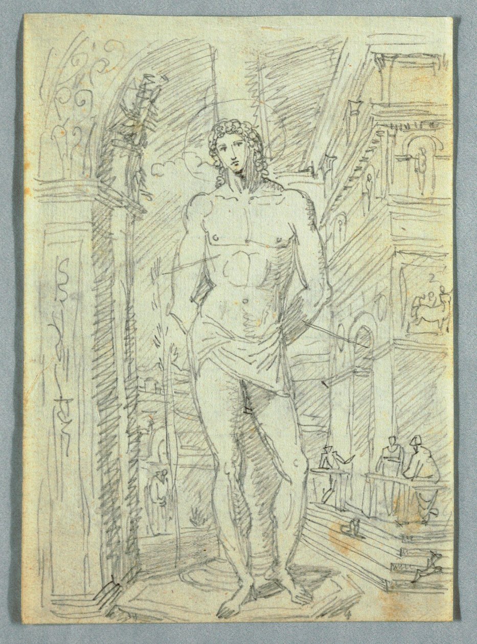 Tegning, studier af kvinders og børns hoveder og hænder, 1810-20 af Felice Giani