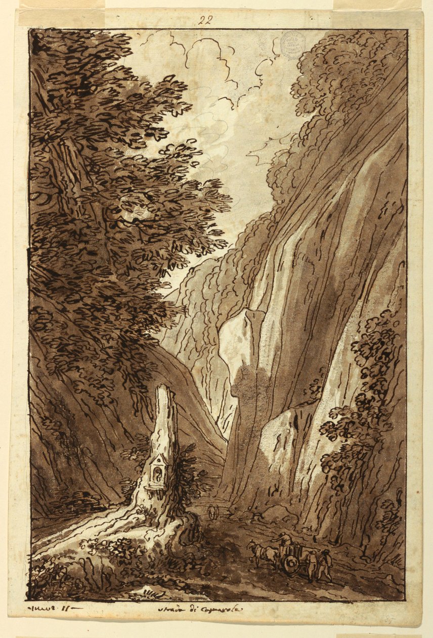 Tegning, Vejen til Caprarola, ca. 1813 af Felice Giani