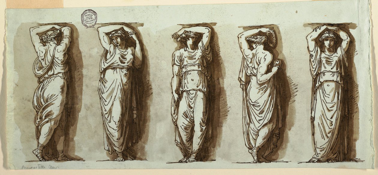 Fem karyatider af Felice Giani