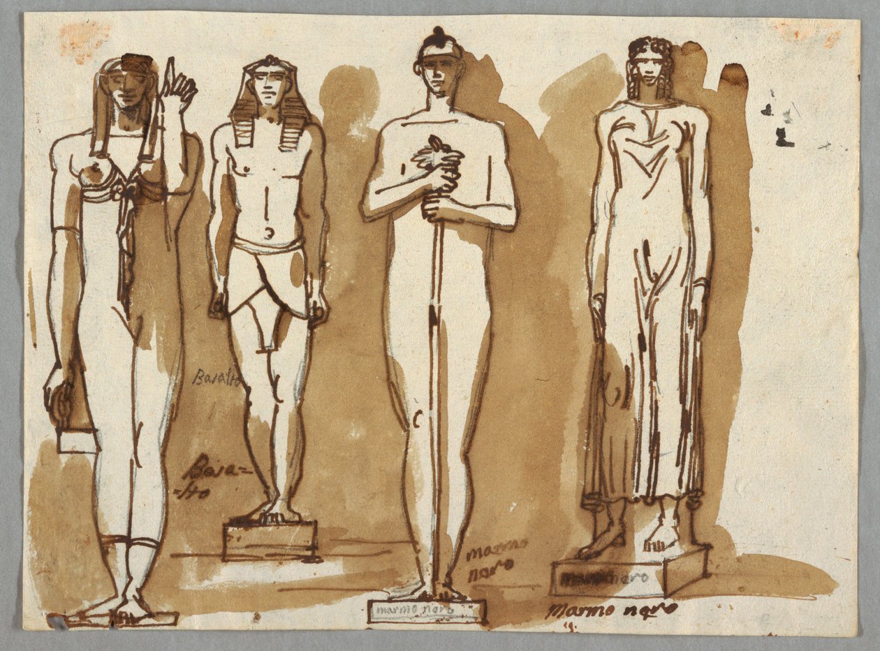 Fire statuer i egyptisk stil af Felice Giani