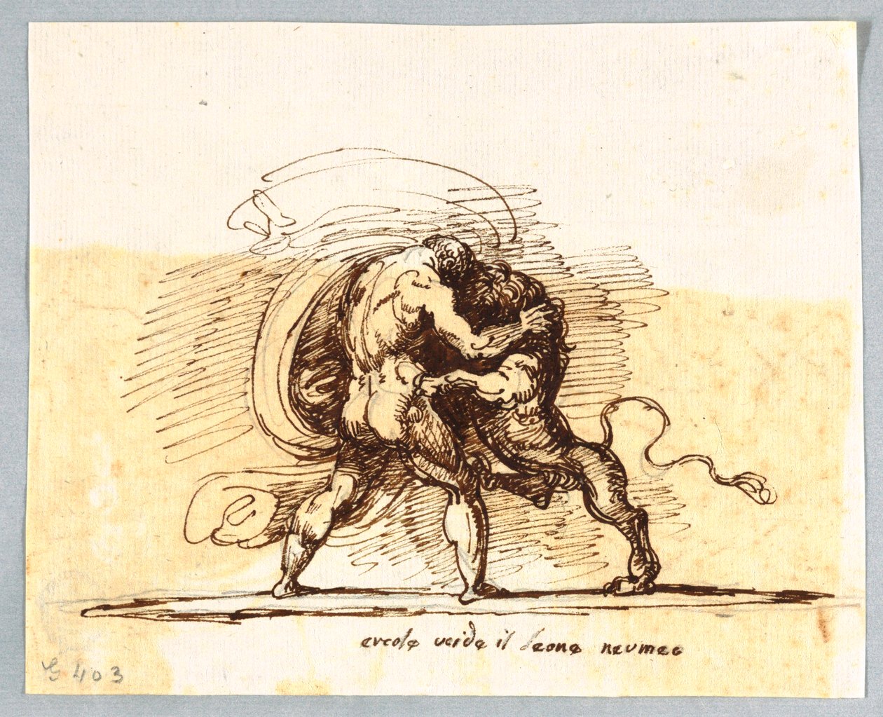 Hercules og Nemean Lion af Felice Giani