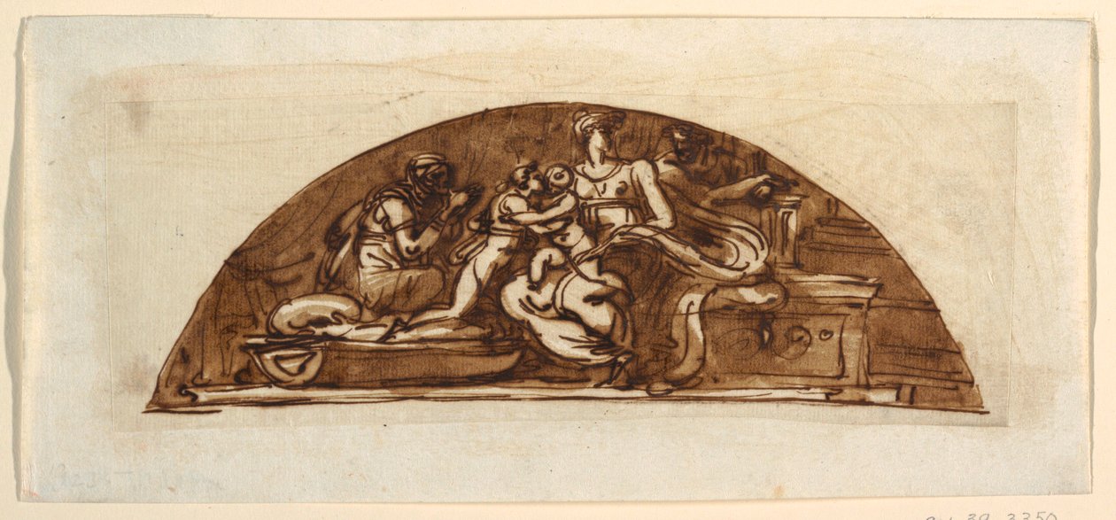 Lunette af Hellig Familie med St. Elizabeth og St. Joseph af Felice Giani