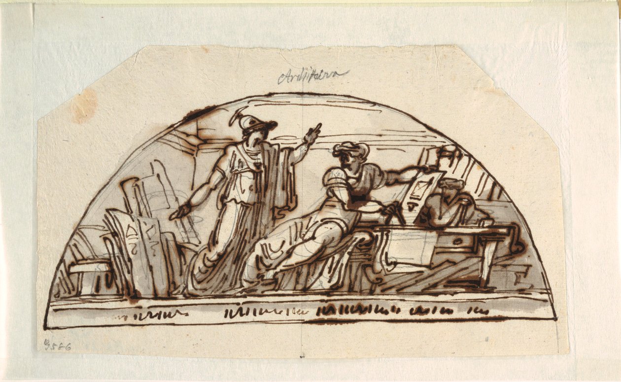 Lunette med Allegory of Architecture af Felice Giani