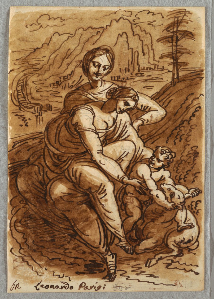Madonna og barn med Sankt Anna og Lam, efter Leonardo af Felice Giani