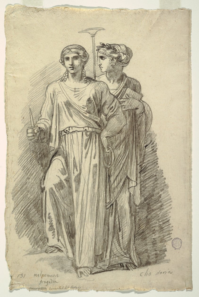 Melpomene, Muse of Tragedy og Clio, Muse of History af Felice Giani
