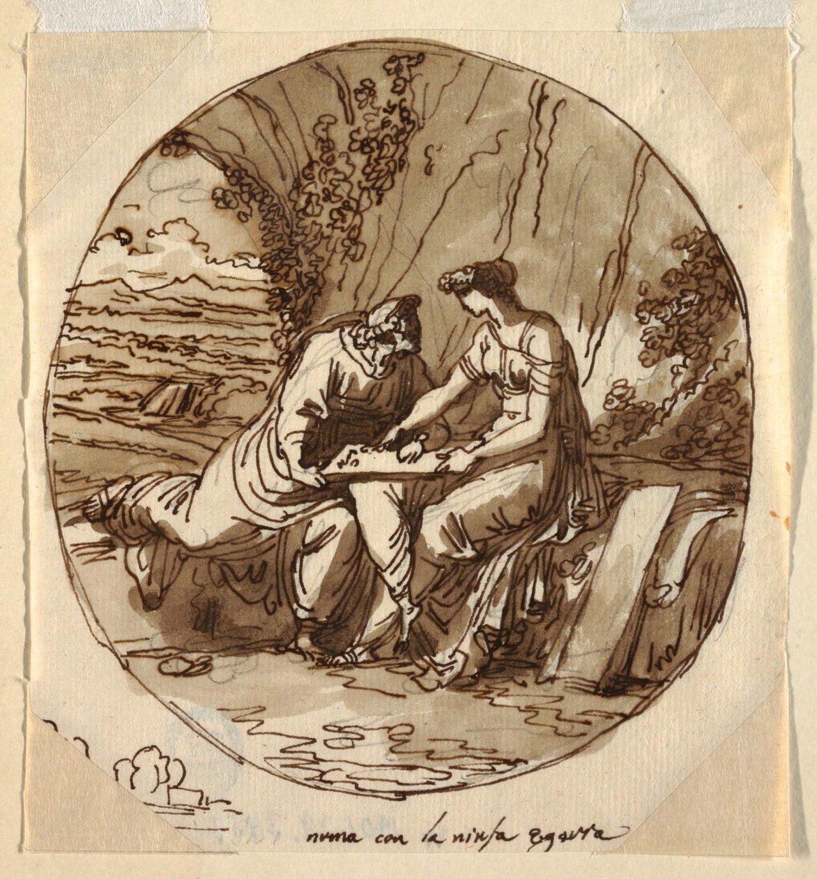Numa Pompilius og Egeria, Sala di Numa Pompilius, Palazzo Milzetti, Faenza af Felice Giani